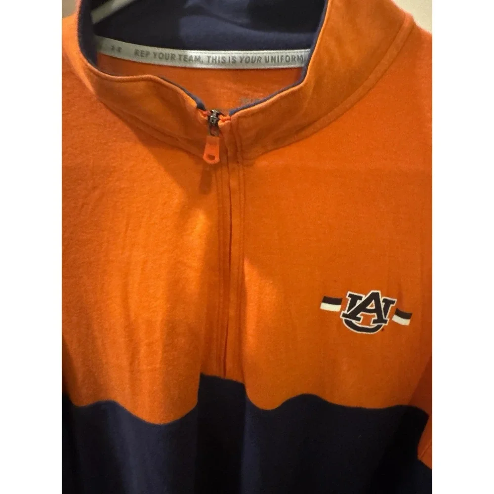 AUBURN TIGERS Under Armour 1/4 Zip Pullover‎ Large Sweatshirt WAR EAGLE Orange